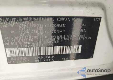 2021 Toyota Rav4 Hybrid Le from USA, damaged, VIN 4T3L6RFV4MU028291